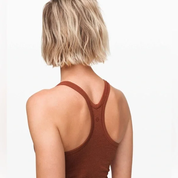 Lululemon Ebb To Street Tank II, Ribbed w Built in Bra, Rustic Clay, Size 4 - Picture 6 of 7